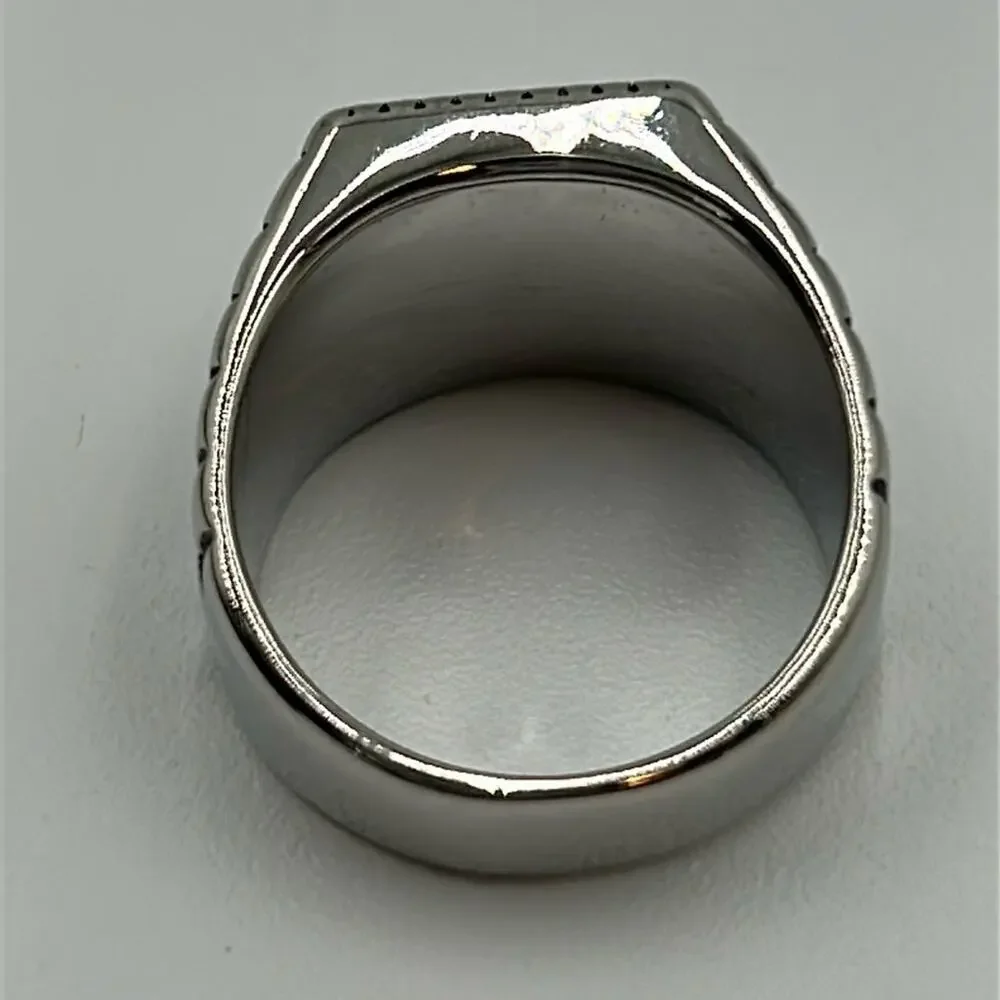Aqua Cubic Zirconia Handmade Men's Ring Size 10 1/2 NWT